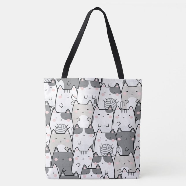Tote Bag Chat de dessin animé Kawaii (Devant)