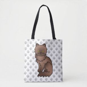 Tote Bag Chat de dessin animé mignon persan au chocolat & p