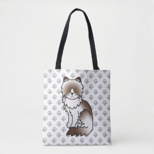 Tote Bag Chat de dessin animé persan bicolore au chocolat e