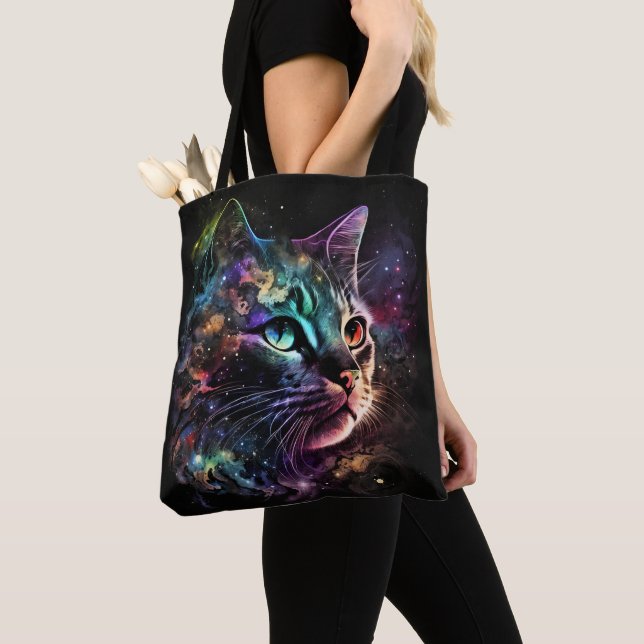 TOTE BAG CHAT DE GALAXIE SOMBRES IMPRESSIONNISTE AVEC DES É (De près)