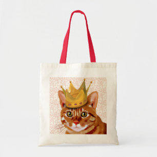 Tote Bag Chat de gingembre avec Portrait de Couronne
