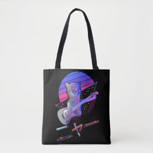 Tote Bag Chat de guitare électrique Vaporwave 80s 90s Musi