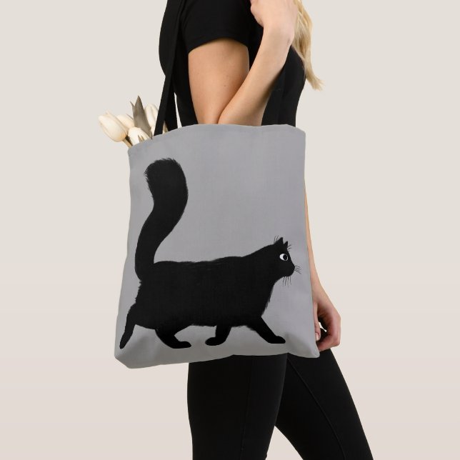 Tote Bag Chat de Kitty noir à pied | Funky Feline (De près)
