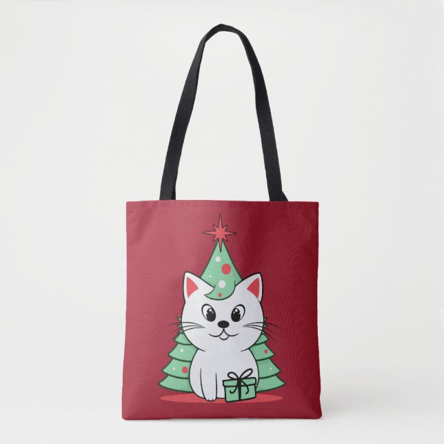 Tote Bag chat de Noël (Devant)