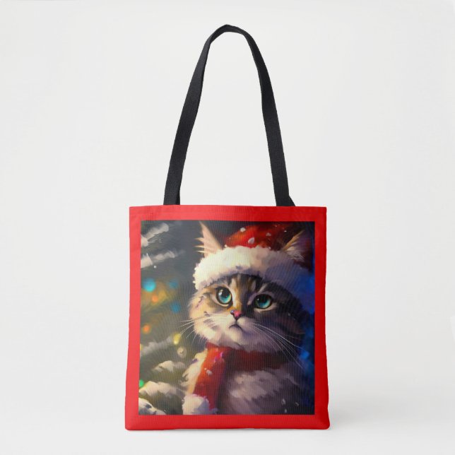 Tote Bag Chat de Noël 5 (Devant)