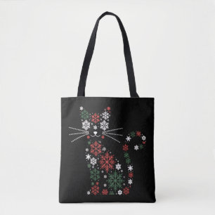 Tote Bag Chat de Noël a inventé des flocons de neige Drôles