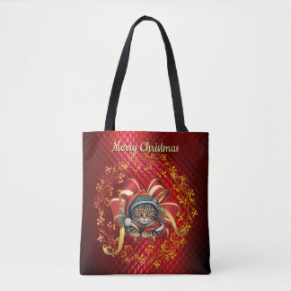 Tote Bag Chat de Noël de style vintage
