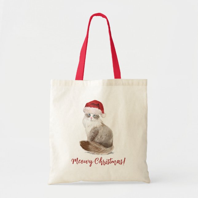 Tote Bag Chat de Noël Meowy (Devant)