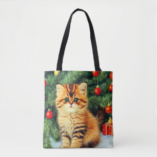 Tote Bag Chat de Noël Vintage