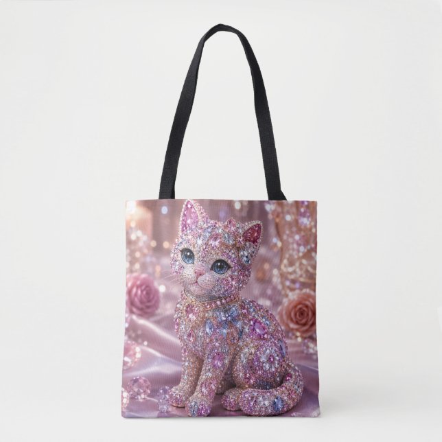 Tote Bag Chat de nuit en velours Esthétique Imprimé (Devant)