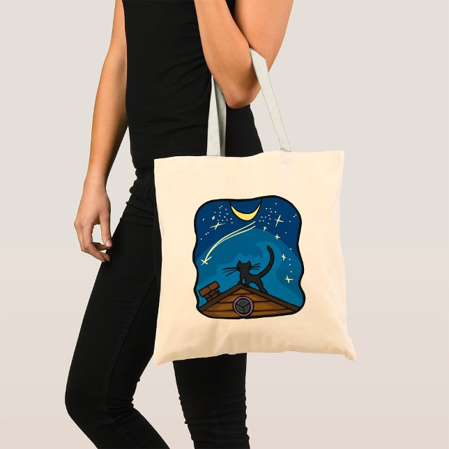 Tote Bag Chat De Nuit Sur Un Toit (Créateur téléchargé)