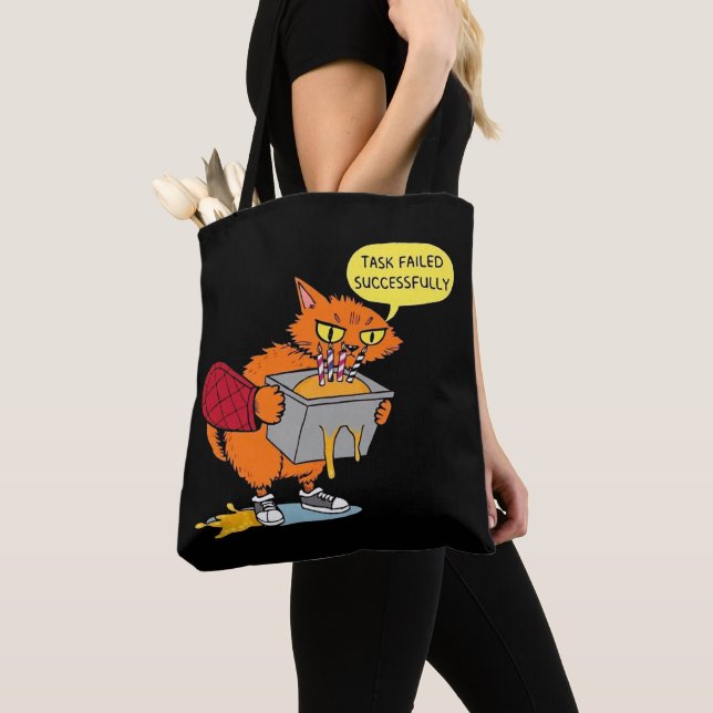 Tote Bag Chat de pâtisserie drôle : Tâche échouée avec succ (De près)