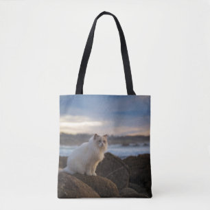 Tote Bag Chat de Ragdoll à la plage