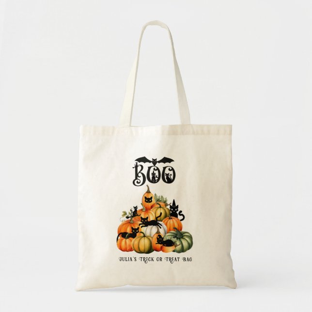 Tote Bag Chat de sorcière Jack-o'-lantern cadeaux magiques  (Devant)