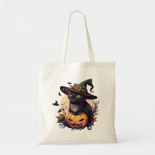 Tote Bag Chat de sorcière pour Halloween