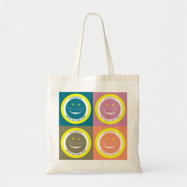 Tote Bag Chat de sourire à la mode de Cheshire de couleurs (Devant)
