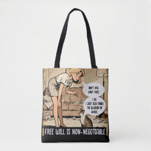 Tote Bag Chat de style vintage humour sarcastique