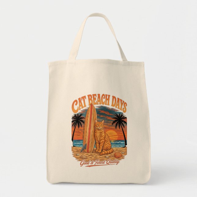 Tote Bag Chat de surf au tabby orange (Devant)