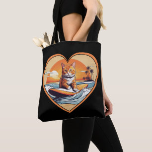Tote Bag Chat de surf Orange Tabby