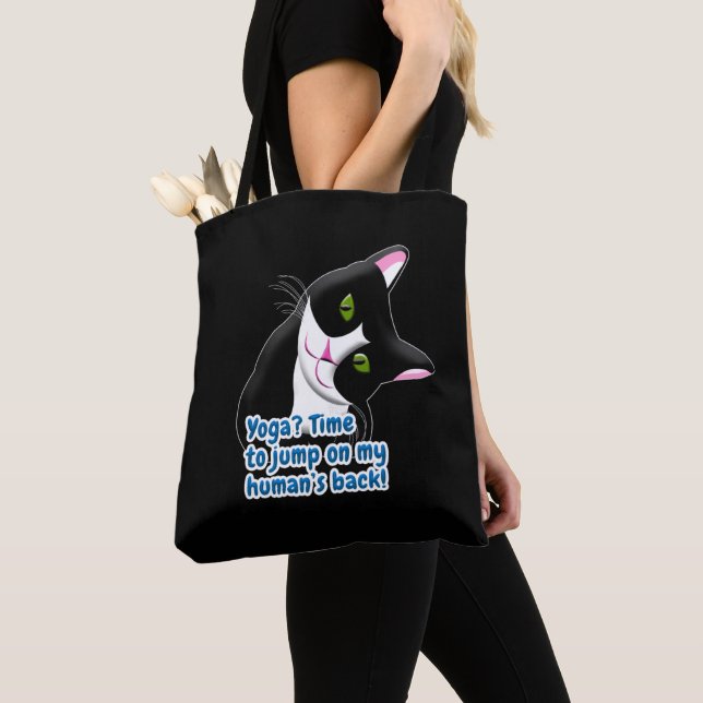 Tote Bag Chat de Yoga amusant (De près)