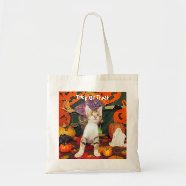 Tote Bag Chat d'Halloween de Tippy / Chatte-chaton ou trait (Devant)