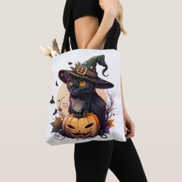 Tote Bag Chat d'Halloween et Citrouille