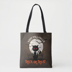 Tote Bag Chat d'Halloween mignon pleine lune et chauves-sou