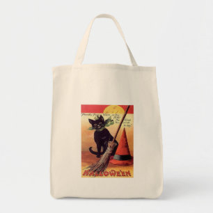 Tote Bag Chat d'Halloween noir vintage