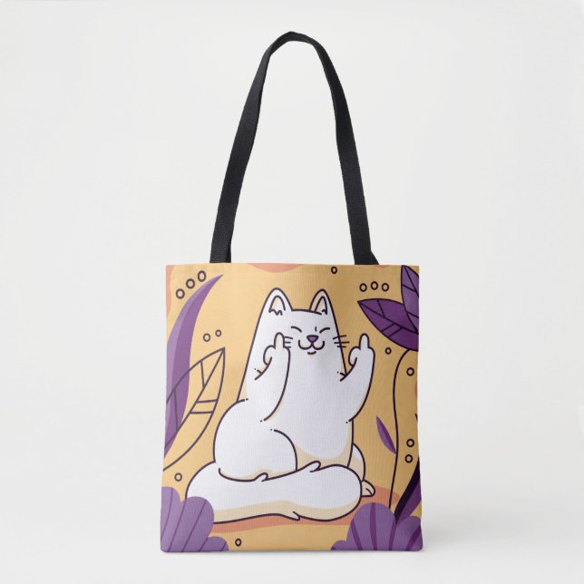 Tote Bag Chat donnant le doigt (Devant)