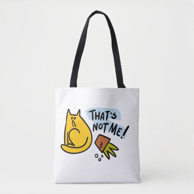 Tote Bag Chat drôle et pot de fleurs renversé (Devant)