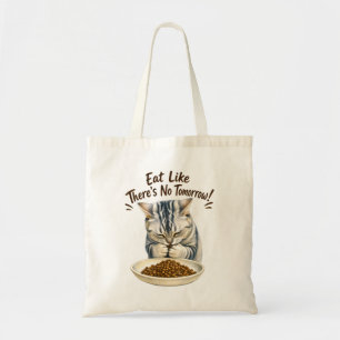Tote Bag Chat Drôle Mangeant des Friandises