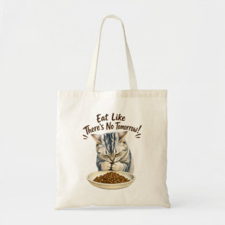 Tote Bag Chat Drôle Mangeant des Friandises