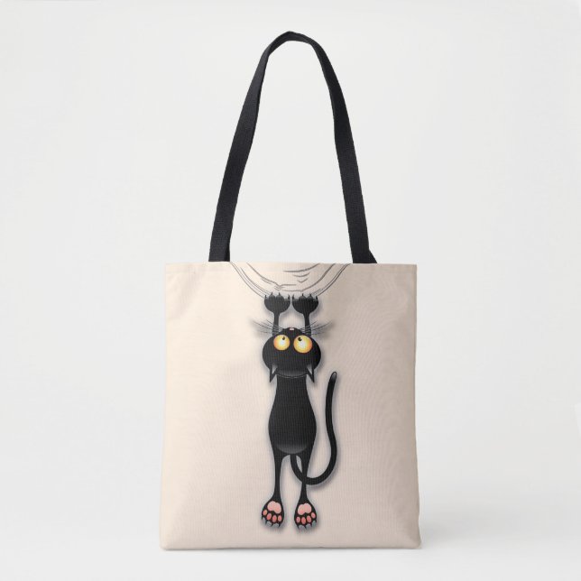 Tote Bag Chat drôle Personnage Grattant Tissu (Devant)