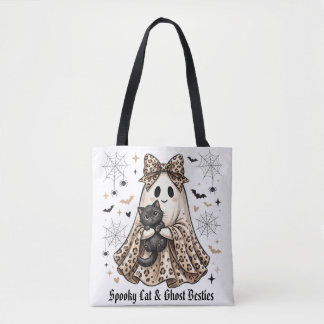 Tote Bag Chat effrayant et meilleures amies fantômes Hallow