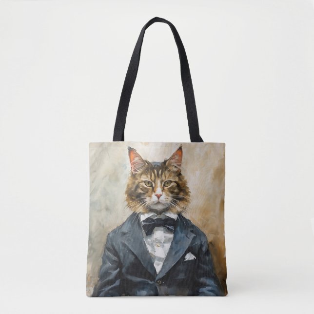 Tote Bag Chat en costume (Devant)
