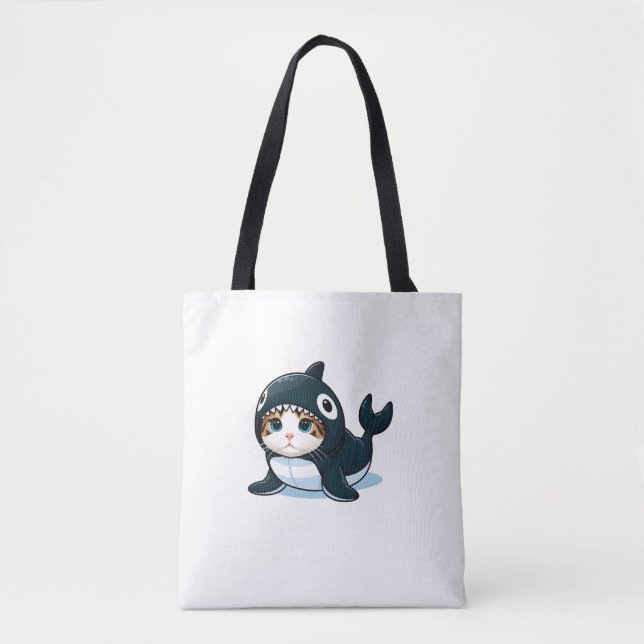 Tote Bag Chat en costume Orca (Devant)