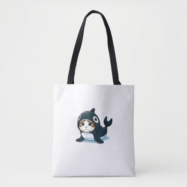 Tote Bag Chat en costume Orca (Devant)