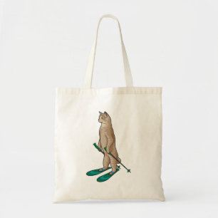 Tote Bag Chat en Ski avec Pôles de Ski & Ski