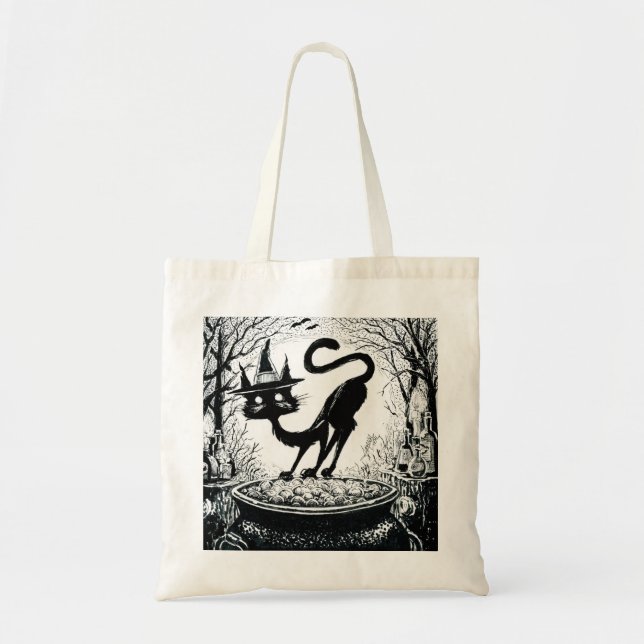 Tote Bag Chat en sorcière (Devant)
