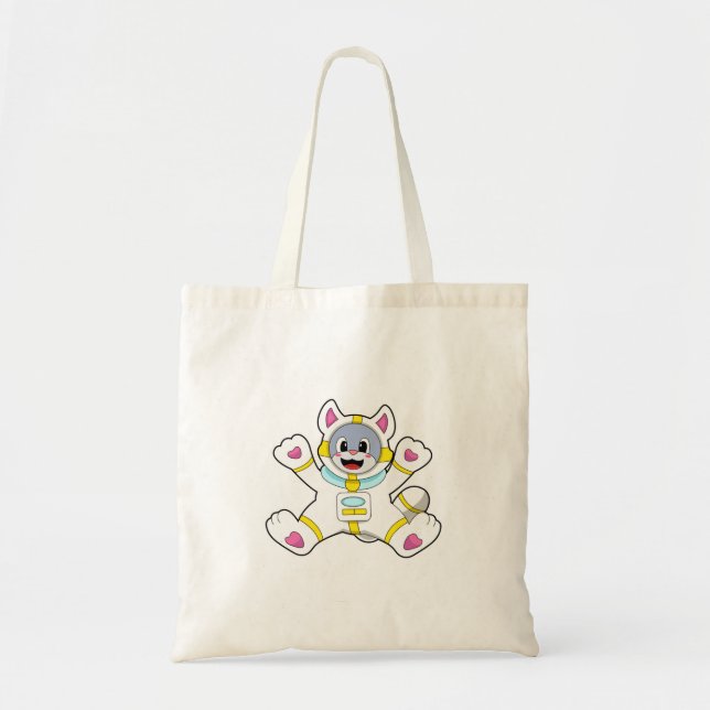 Tote Bag Chat en tant qu'astronaute en costume (Devant)