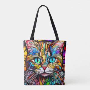 Tote Bag Chat en verre à plusieurs couleurs 710