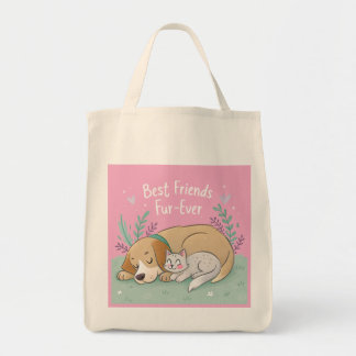 Tote Bag Chat et chien meilleurs amis pour toujours
