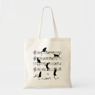 Tote Bag Chat Et Musique Don, Chat Jouer Note Musique