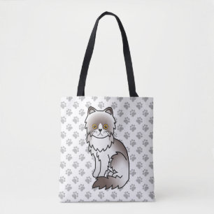 Tote Bag Chat et pattes de dessin animé persan bicolore lil