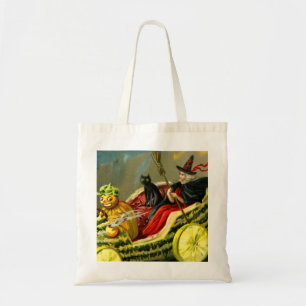 Tote Bag Chat et sorcière vintage d'Halloween noir