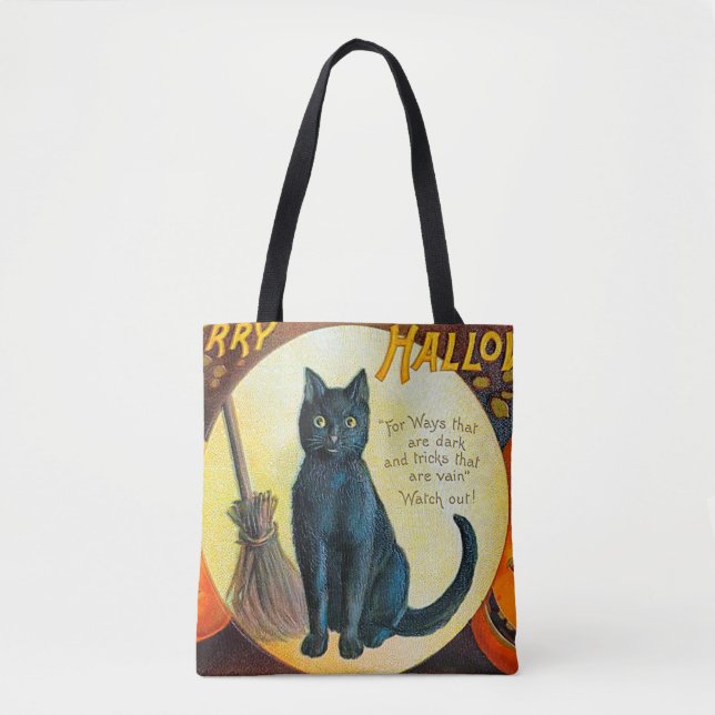 Tote Bag Chat Falln Joyeux Halloween (Devant)