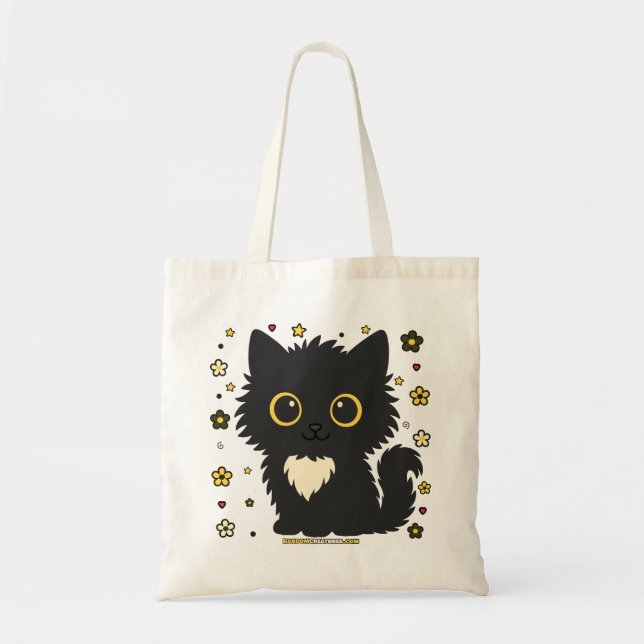 Tote Bag Chat floral Lucky Lia (Devant)