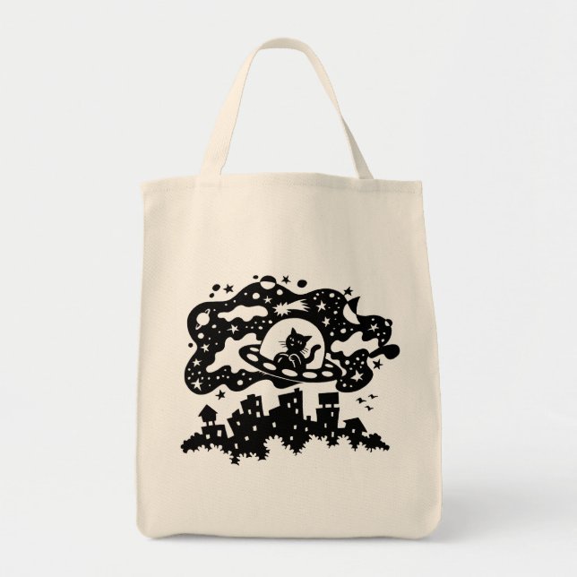 Tote Bag Chat Fourre-tout de l'espace (Devant)