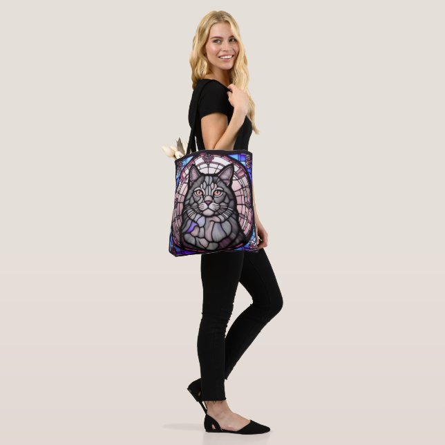 Tote Bag Chat gris  (Sur le modèle)