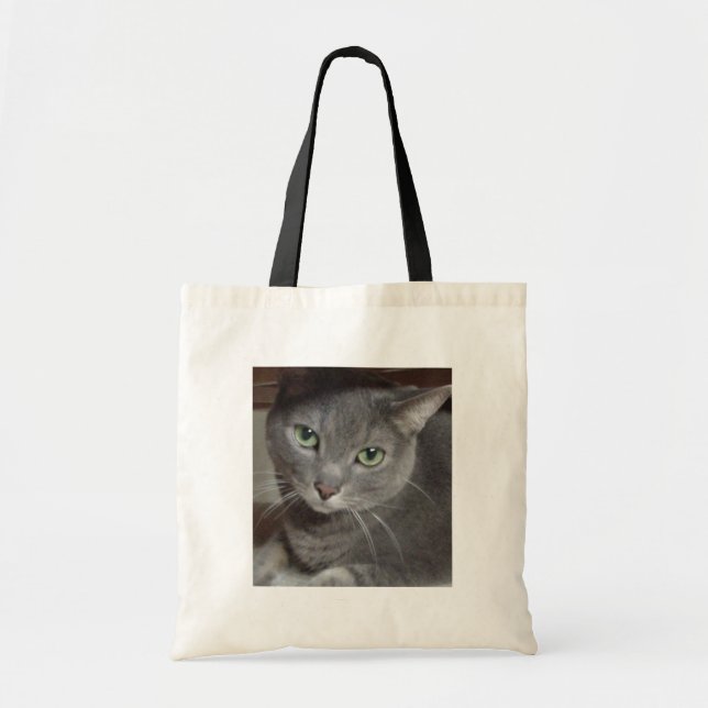 Tote Bag Chat gris bleu russe (Devant)